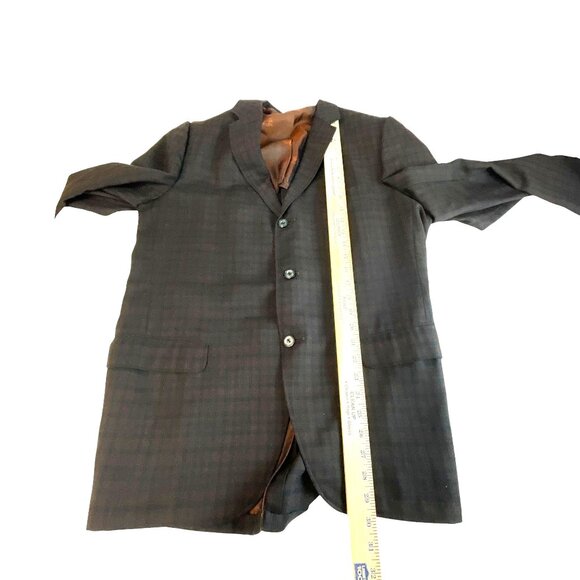 Abercrombie & Fitch Mens Plaid Wool Blazer Jacket 3-Button Fully Lined Brown Che - Picture 7 of 8